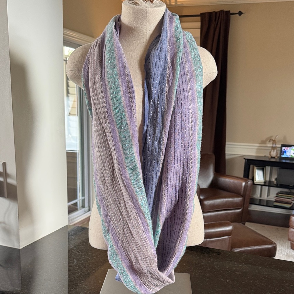 LOFT Lavender and Mint Open-Knit Infinity Scarf